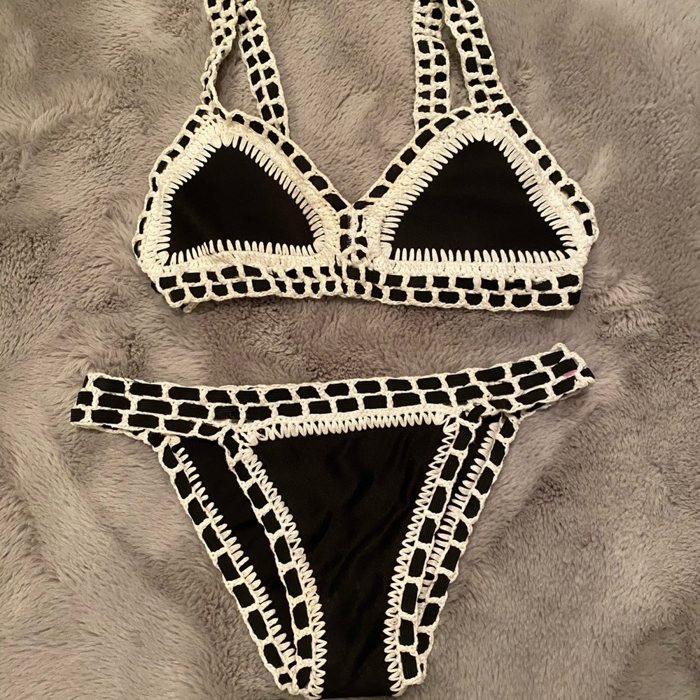 black and white bathing suit